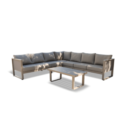 Boender Outdoor Melania 4-delige hoek loungeset van grijs aluminium met bijpassende tafel
