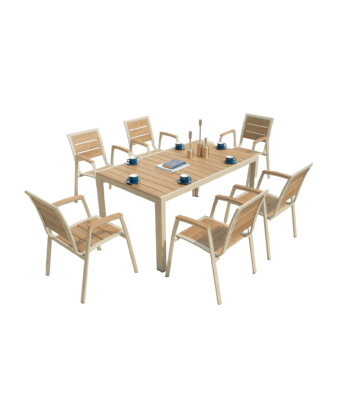 Boender Outdoor Domino Dining tuinset voor 6 personen met polywood tafel van 150 cm