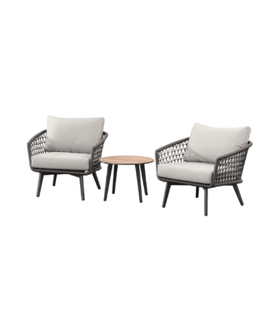 Boender Outdoor Fiji 3-delige tuinset voor 2 personen met aluminium tafel en ropes loungestoelen