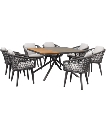 Boender Outdoor Tempuro 7-delige dining tuinset met ropes stoelen en een 130cm tafel